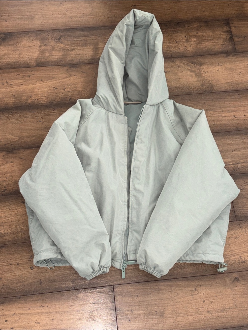 Essentials Kids Hooded Puffer Jacket in Sage Green